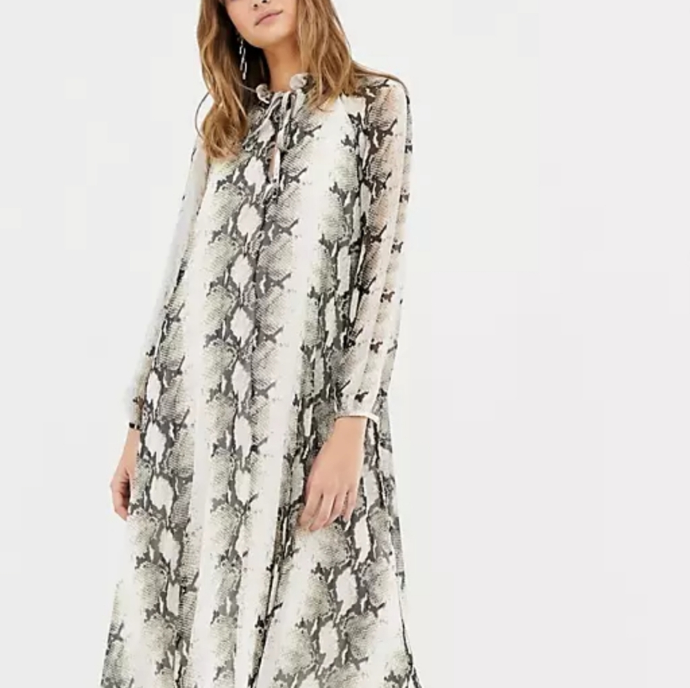 Asos snakeskin print modest midi dress, size 6